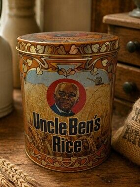 Vintage 1983 Uncle Ben's Rice 40th Anniversary Advertising Tin Canister w/ Lid